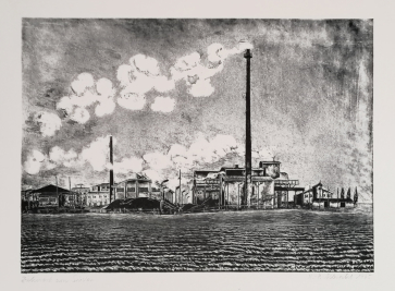 Ziehwerk Delitzsch, Lithographie, 1965, 31 x 42 cm