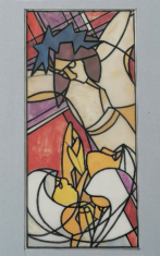 Entwurf Bleiglasfenster Kreuzigung, 1991, 34 x 22 cm