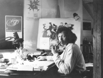 Hans-Peter Albrecht im Atelier, 1988 