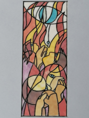 Entwurf Bleiglasfenster Pfingsten, 1991, 34 x 25 cm