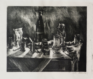 Frühstückstisch, Lithographie, 1965, 30 x 36 cm