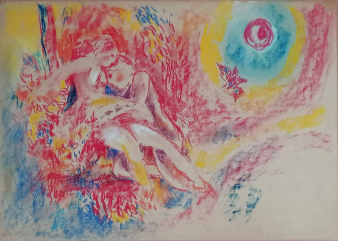 Liebespaar, Pastell,1986, 30 x 42 cm