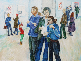 Elkes Ausstellung, Acryl auf Leinwand, 2020, 120 x 160 cm