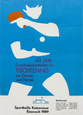 Plakat Tischtennismeisterschaften Eisenach, 1989, 59 x 42 cm